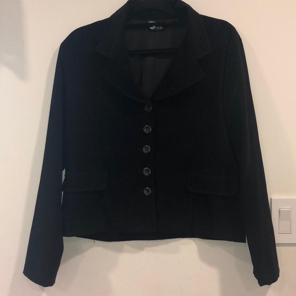 Velvet-like Large Black Blazer